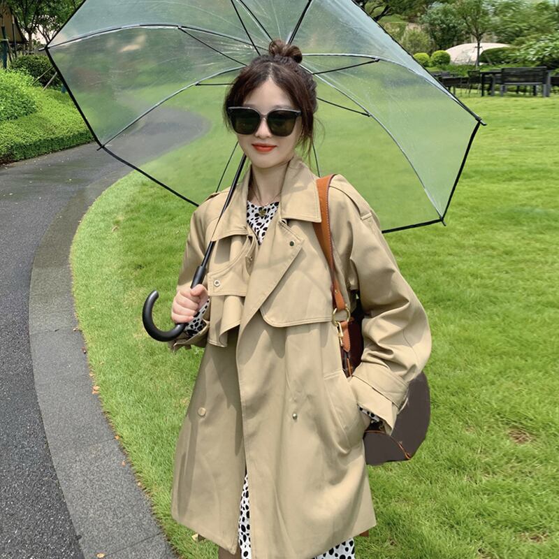 カーキショートジャケット スプリングオータム薄手 春物 秋物 試着室97192757742