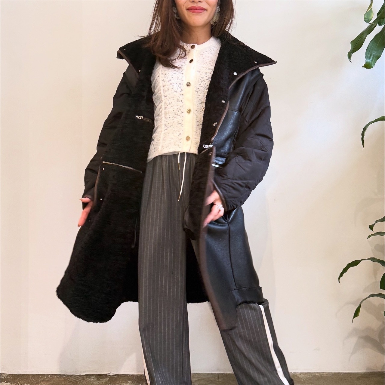 エイミーロウ  Eimee Law リバーシブルムートン丈2Wayコート