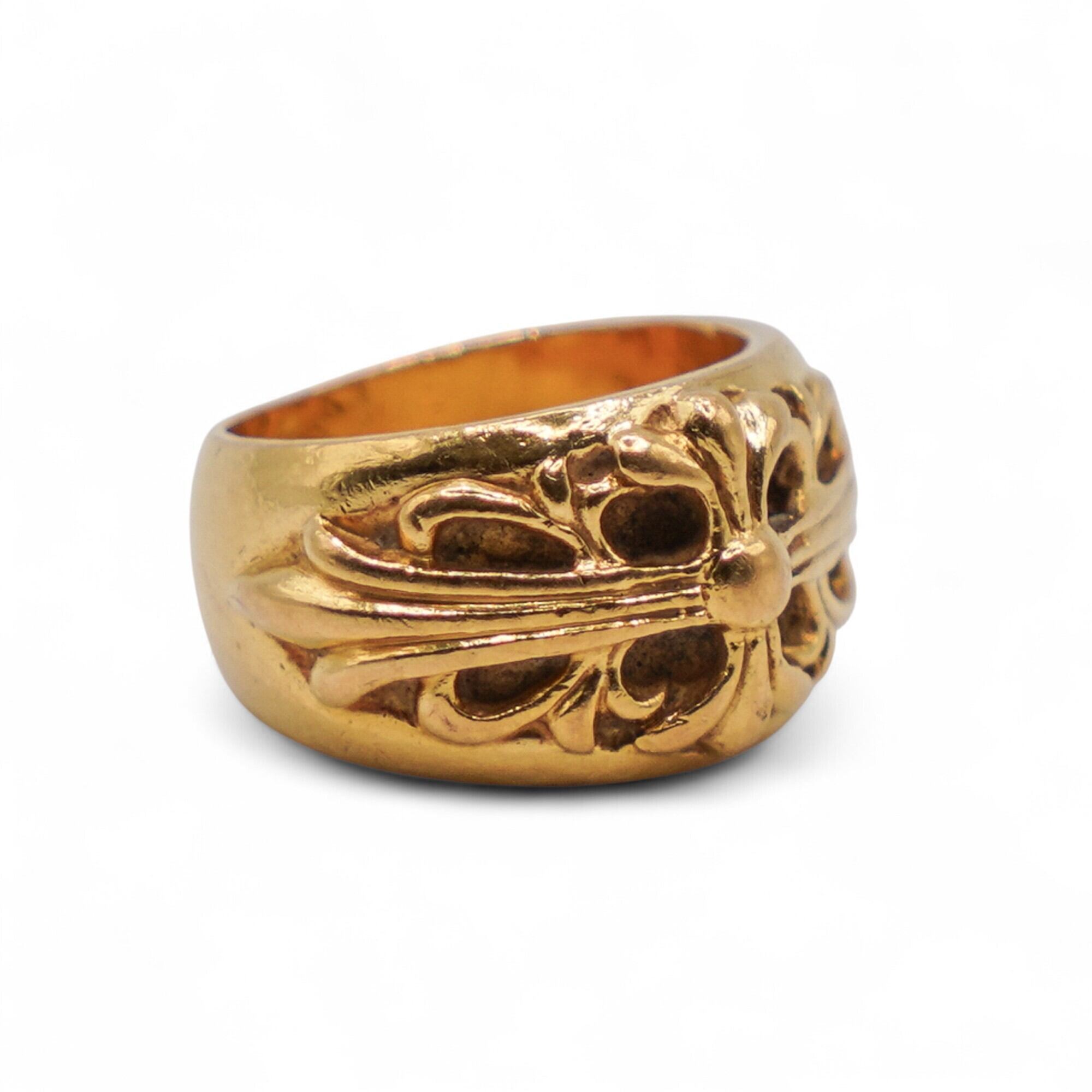CHROME HEARTS クロムハーツ フローラル クロス リング GOLD 22K RING