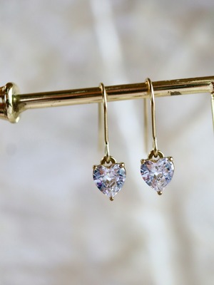 Heart zirconia earrings(一粒ハートジルコニアピアス、イヤリング)