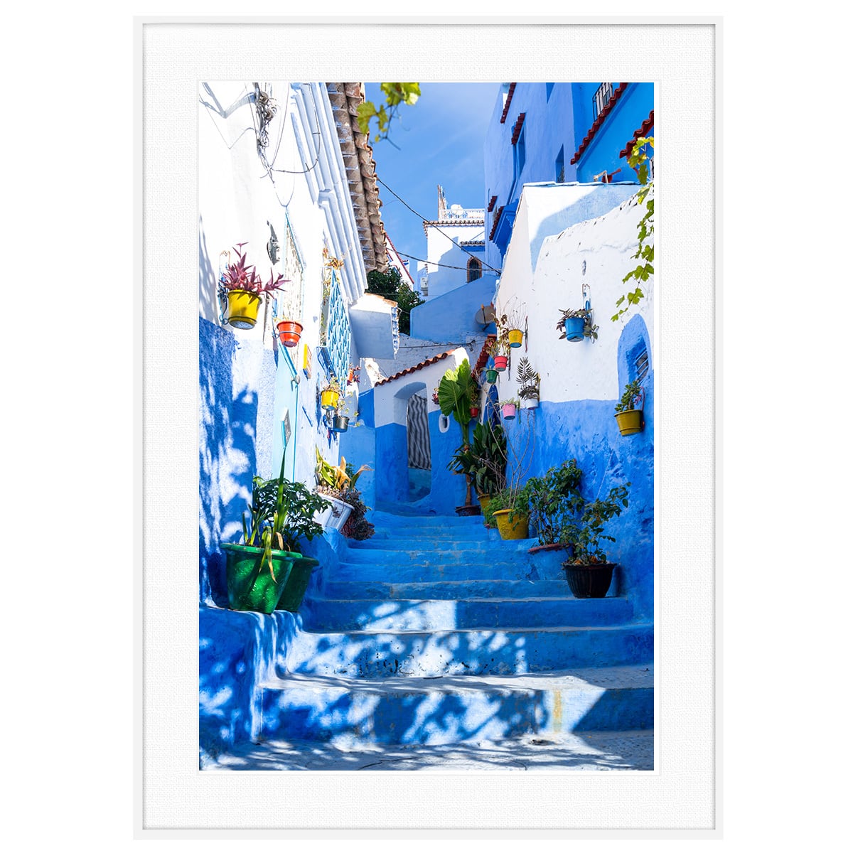モロッコ写真  シャウエンの青い街並 インテリアアートポスター額装 AS4576