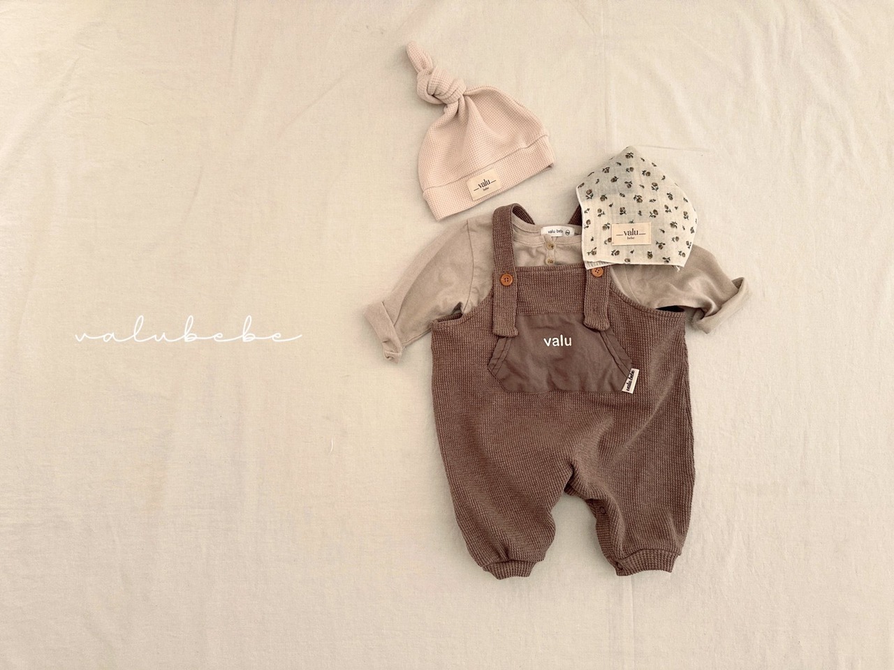 【valu bebe】ワッフルサロペット ココア 70〜80cm - 3