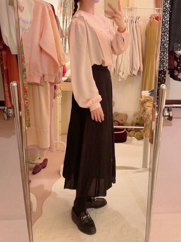 flower arch collar pink blouse