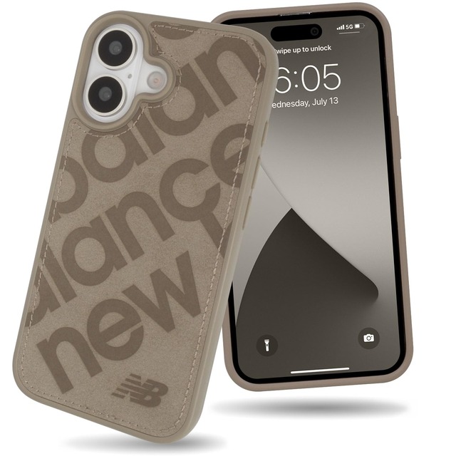 【 New Balance 正規品 】 iPhone 17 ケース「 MagSafe対応 スエード調ケース 」 ニューバランス マグセーフ対応 ワイヤレス充電対応 ブランド スマホケース アイフォン17用 iPhone17用 (グレージュ)