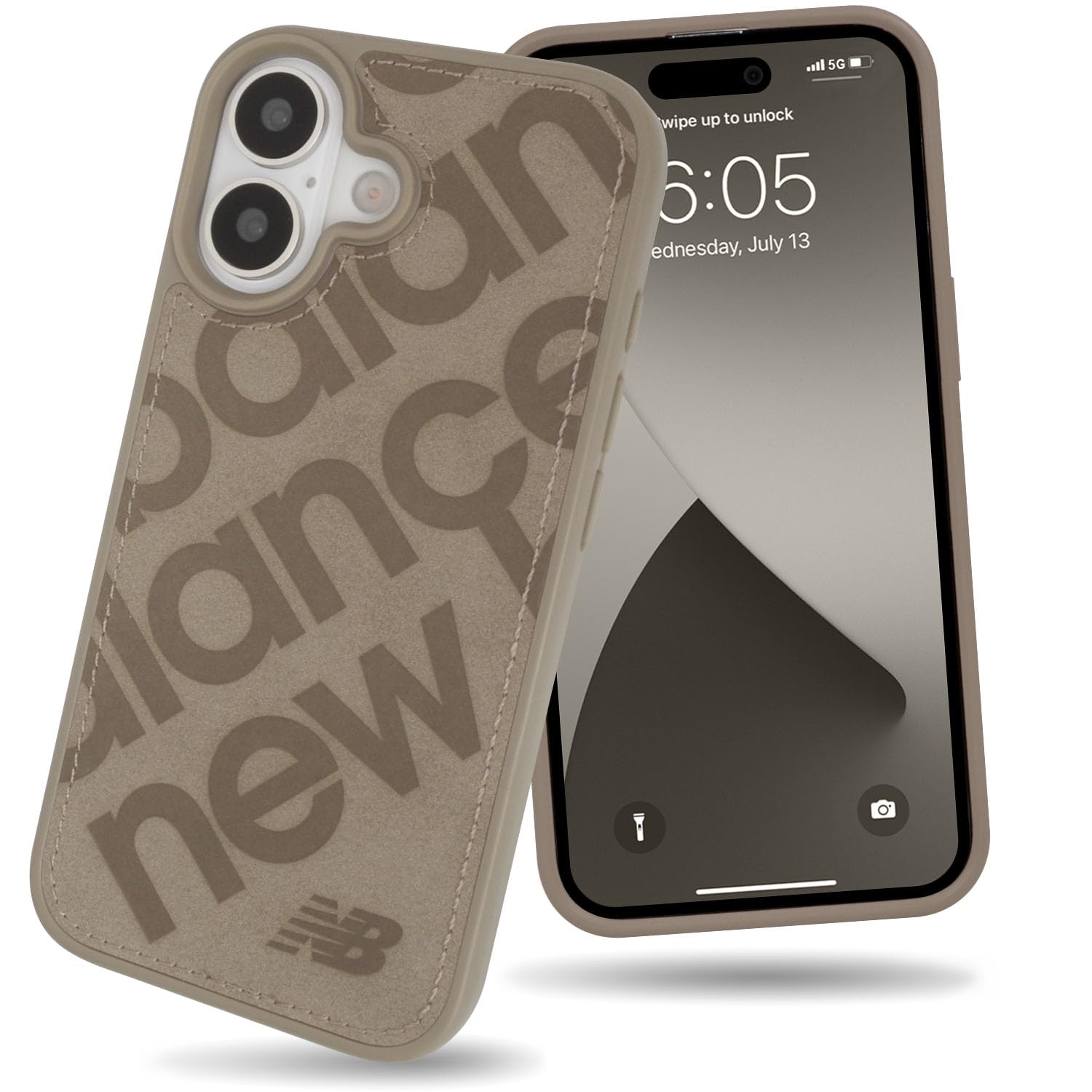【 New Balance 正規品 】 iPhone 17 ケース「 MagSafe対応 スエード調ケース 」 ニューバランス マグセーフ対応 ワイヤレス充電対応 ブランド スマホケース アイフォン17用 iPhone17用 (グレージュ)