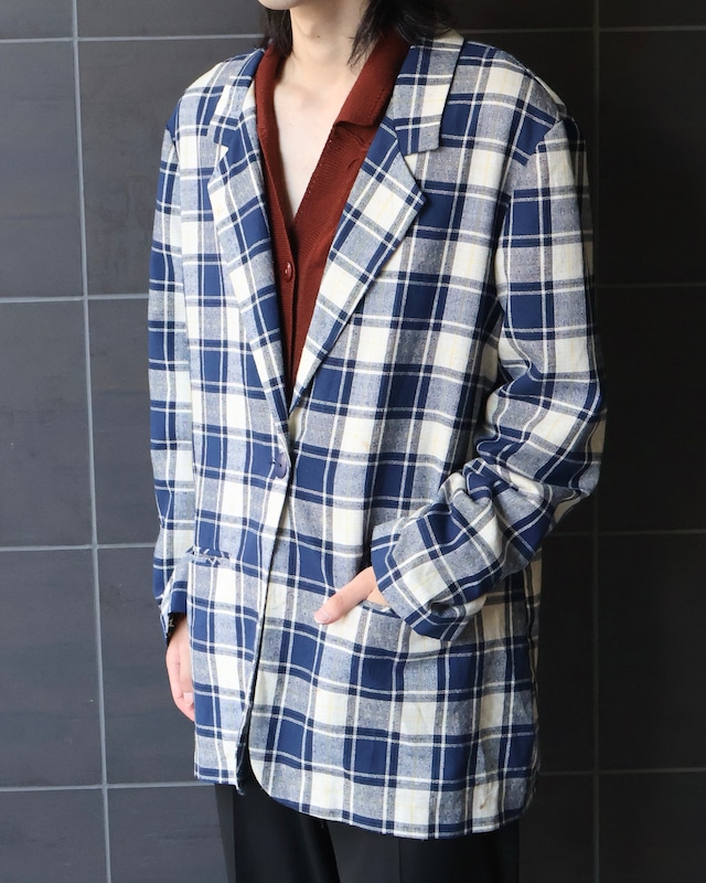 Oversized checked single tailored jacket