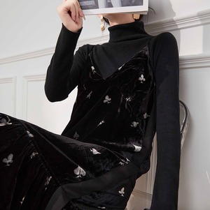 Black velvet dress S127