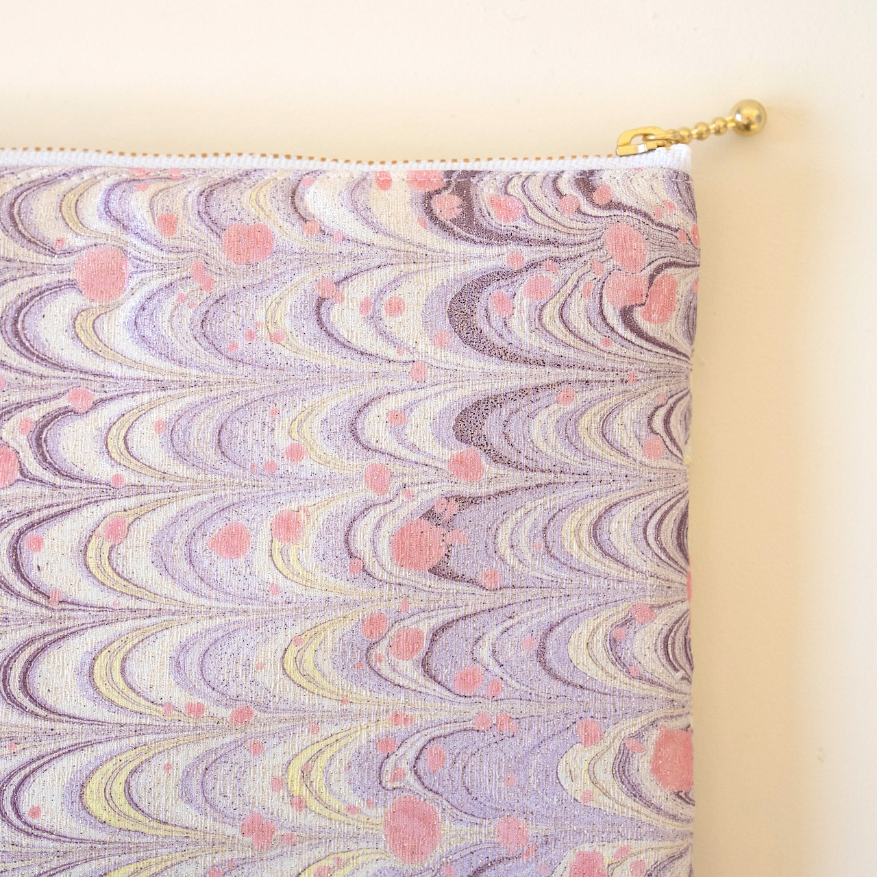 墨流しポーチ 〔月のかけら〕銀糸