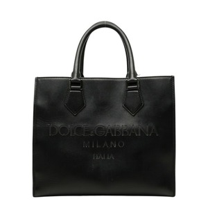 ドルチェアンドガッバーナ ロゴ ハンドバッグ ブラック レザー レディース DOLCE&GABBANA 中古