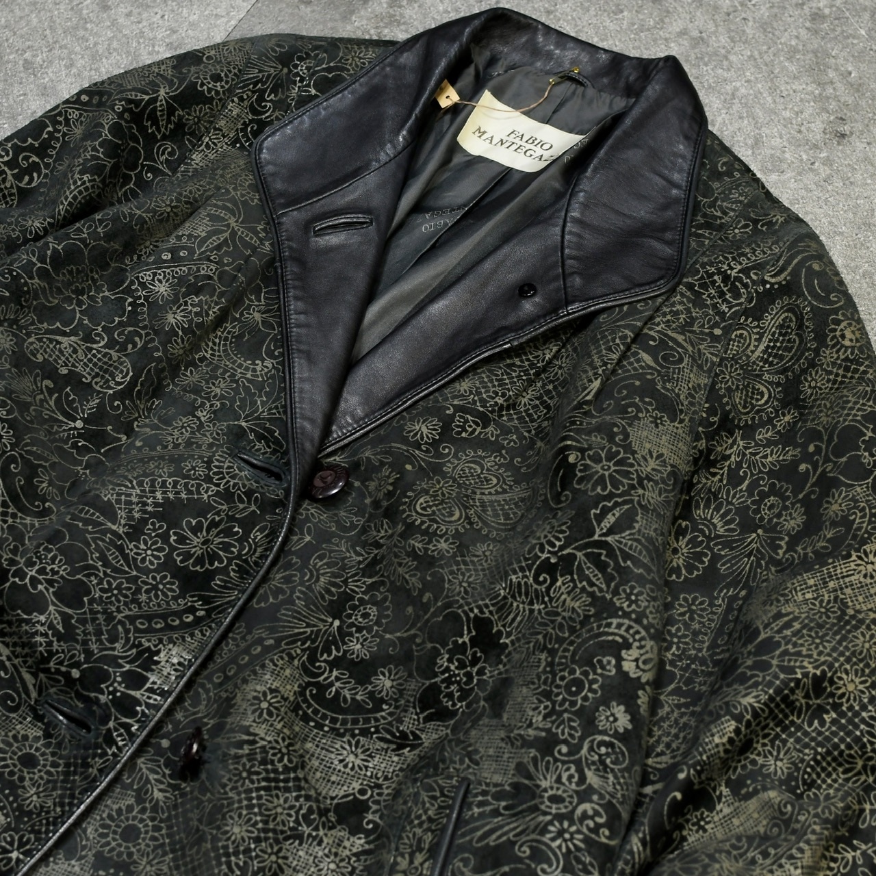 flower pattern leather half coat