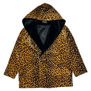 PORTRAIT USA MADE LEOPARD PRINT HOODED JACKET VELVET COAT ONE SIZE (USED)