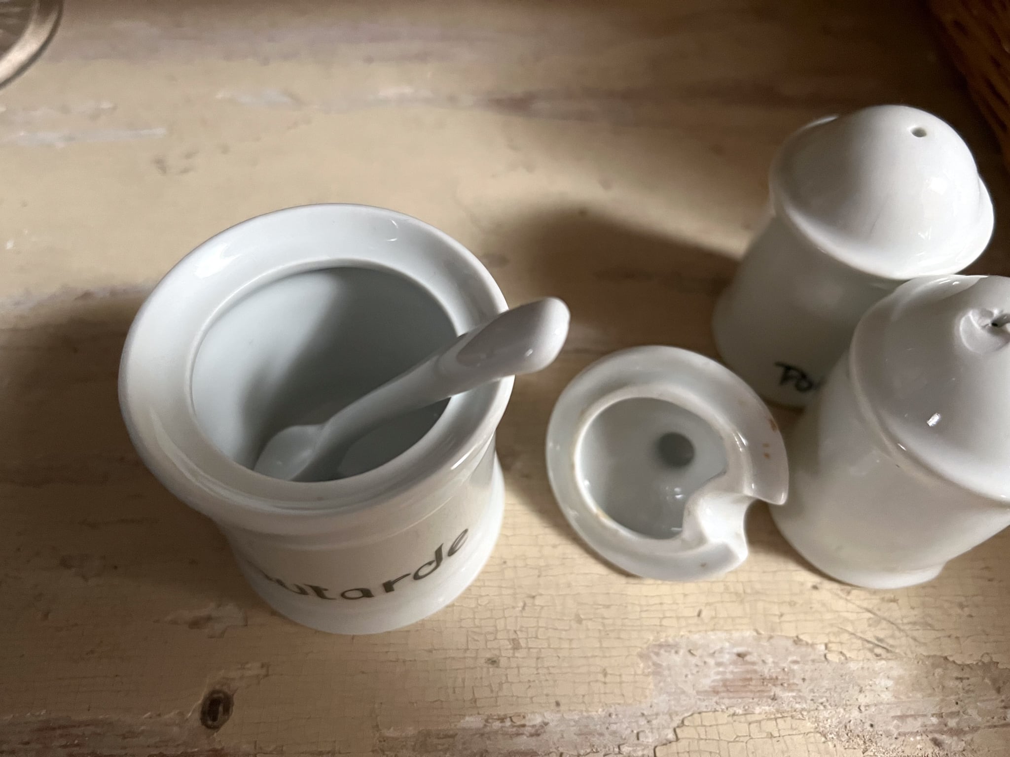 Moutarde Sel Poivre 小さな陶器のセット フレンチアンティーク ブロカント
