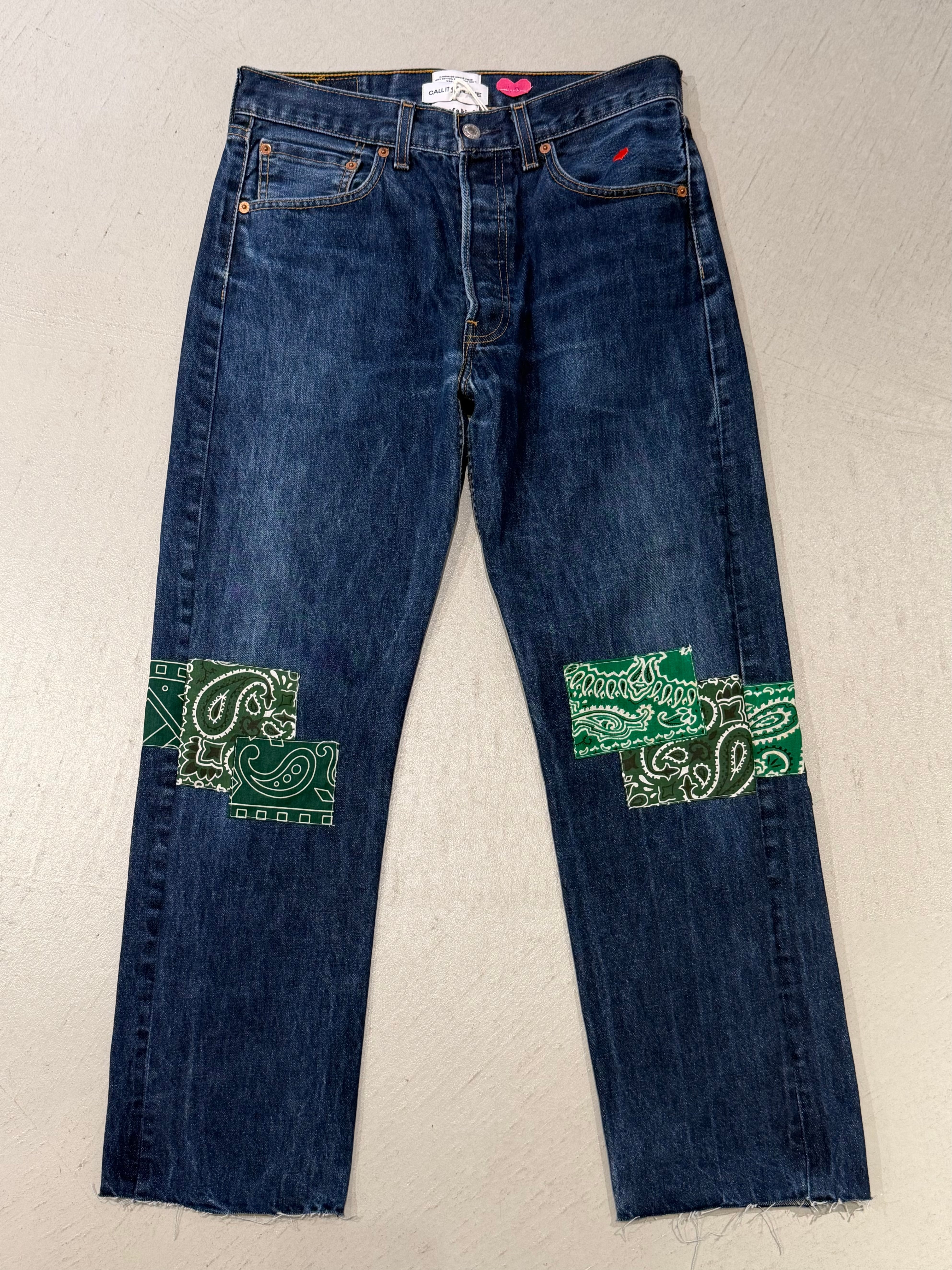 CALL IT BY YOUR NAME BANDANNA REMAKE DENIM【926】 GREEN/w76cm