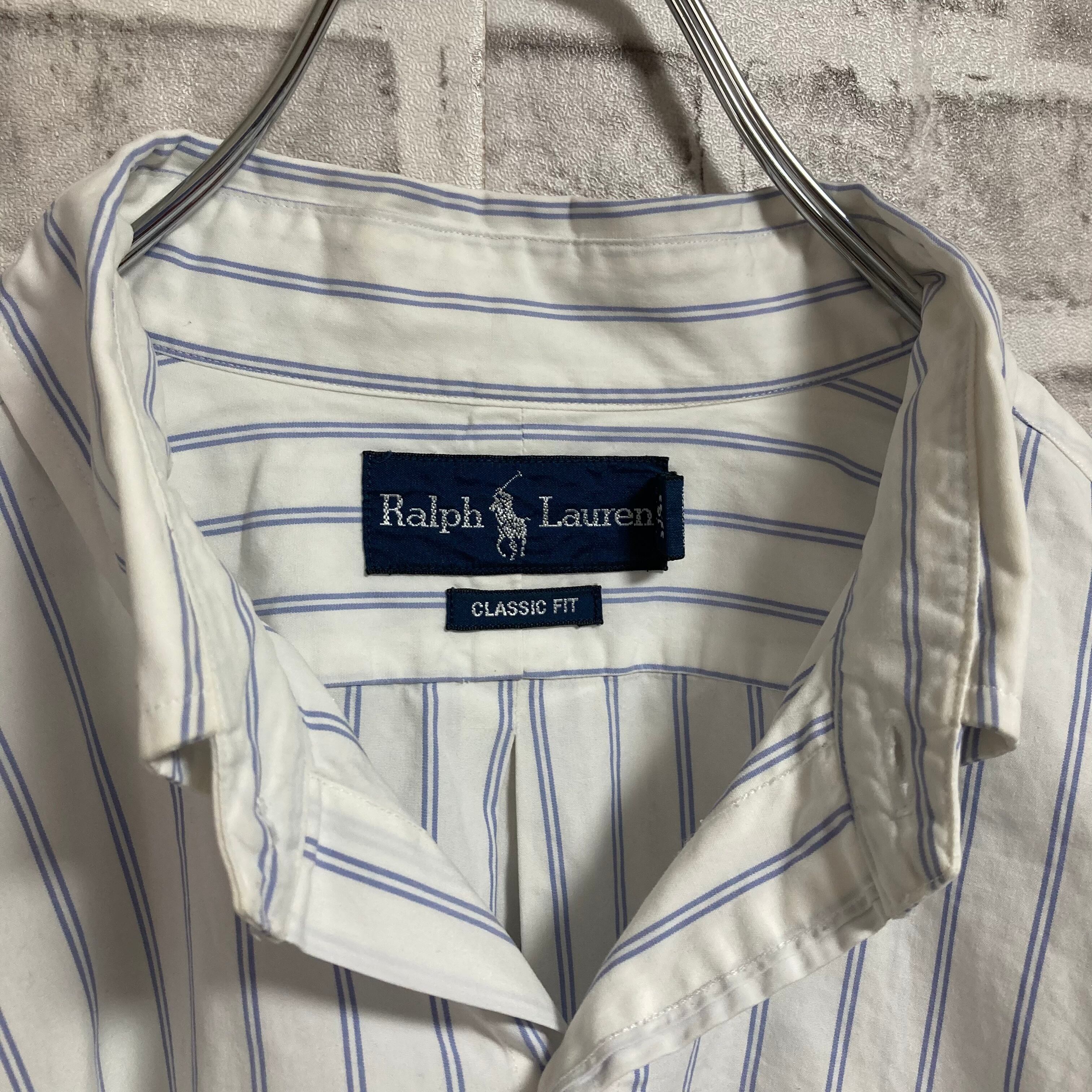 Ralph Lauren】L/S Stripe BD Shirt L相当 90s ラルフローレン