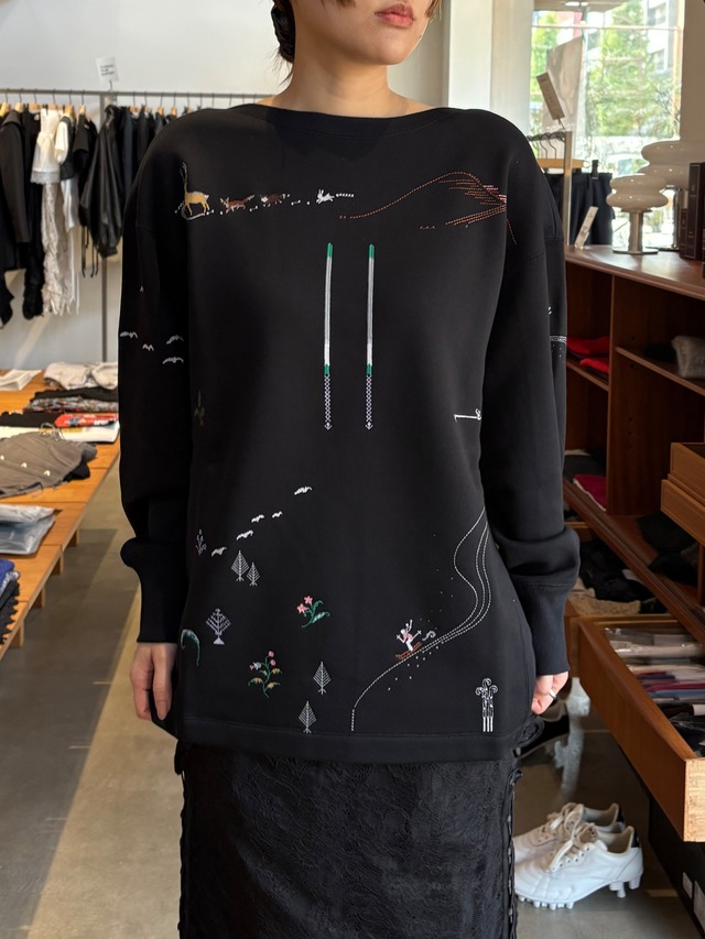 【26AW | WOMEN】Mame Kurogouchi マメ クロゴウチ / トップス / Landscape Embroidery Sweatshirt  MM26FW-JS097