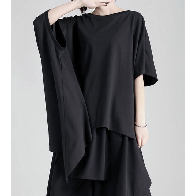 Boat neck design drop shoulder & wide sleeve top C1078
