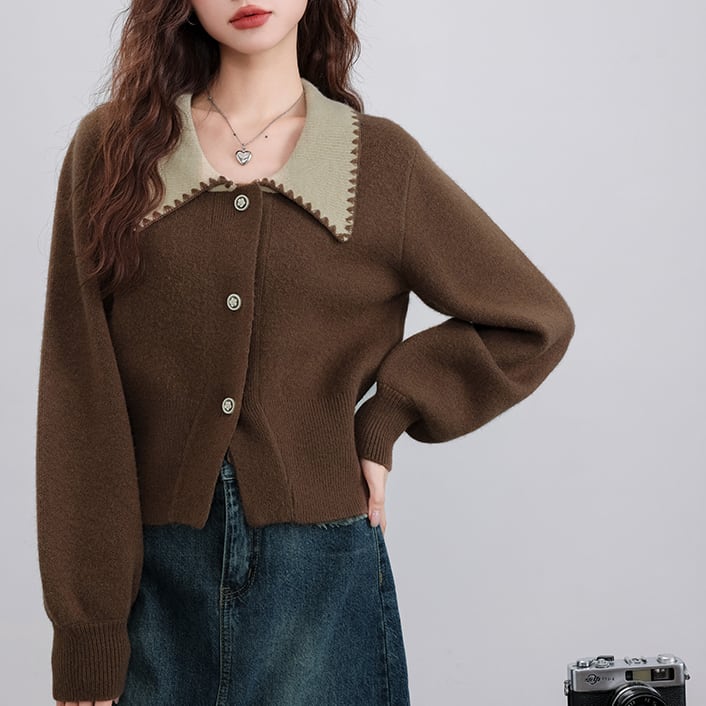 Big collar cardigan S183