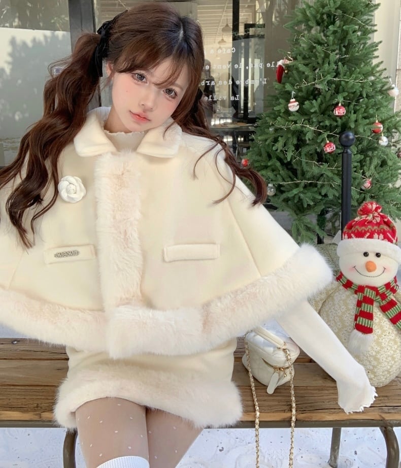 再販♡カメリア付きファーケープセットアップ | selectshop.selepuu