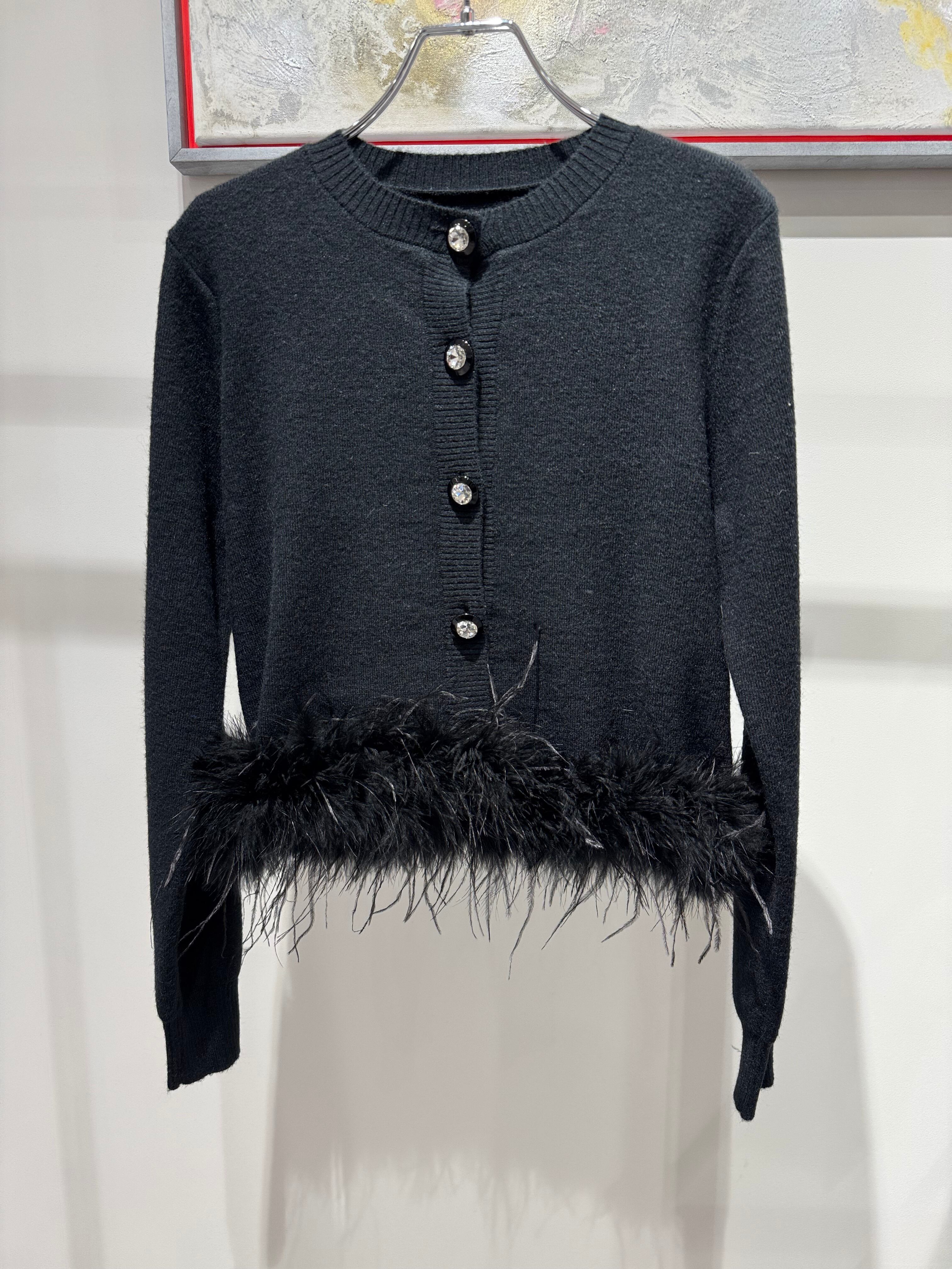 jewelry button feather cardigan