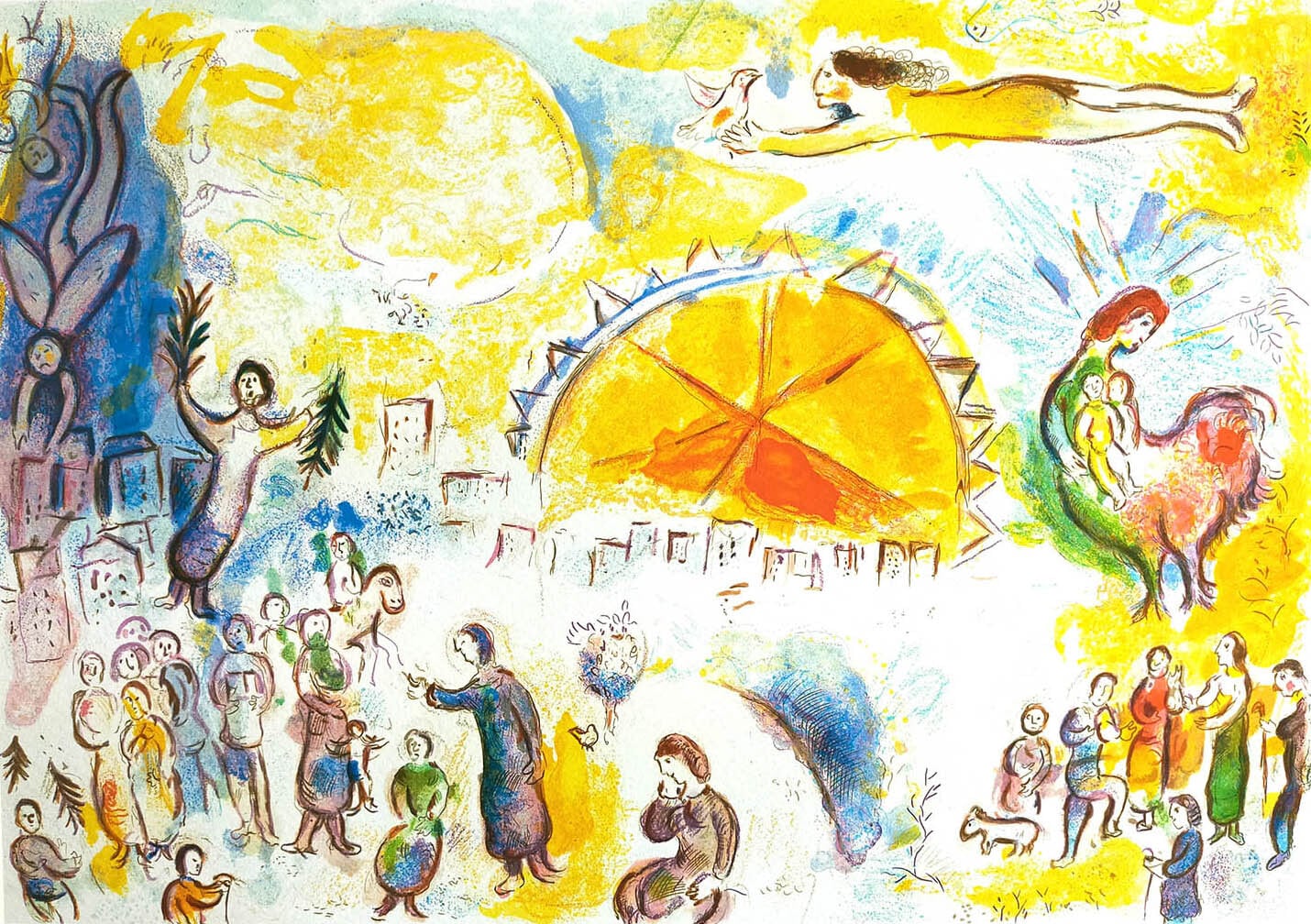 マルク シャガール絵画「クリスマスの行列」額縁4色選択可能 作品証明