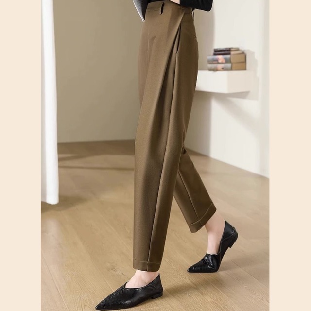 ハイウエストクロップドスーツパンツ A01020