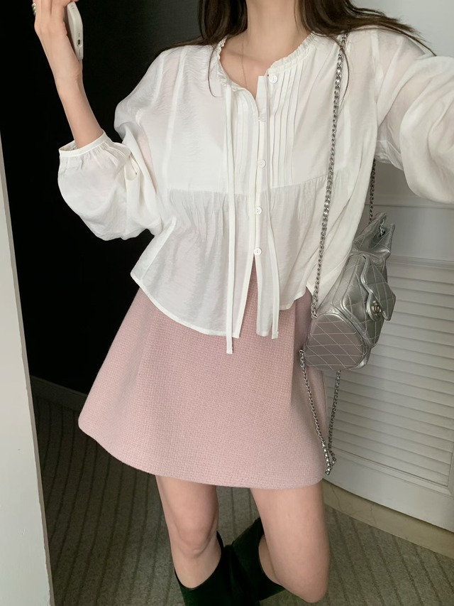 (予約) mellounge  / Rubin pintuck blouse 2color
