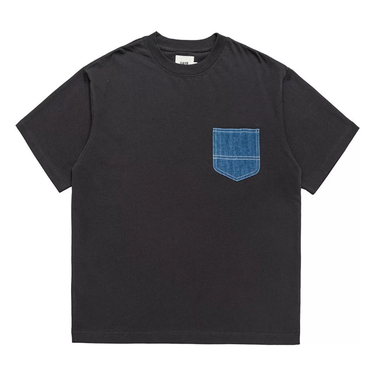 Cut kick short sleeve round neck pocket tee 3colors 00278