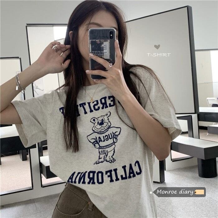 レッドTシャツ シャツ ホワイトサマールーズトップス 夏物 モンロー13596186172