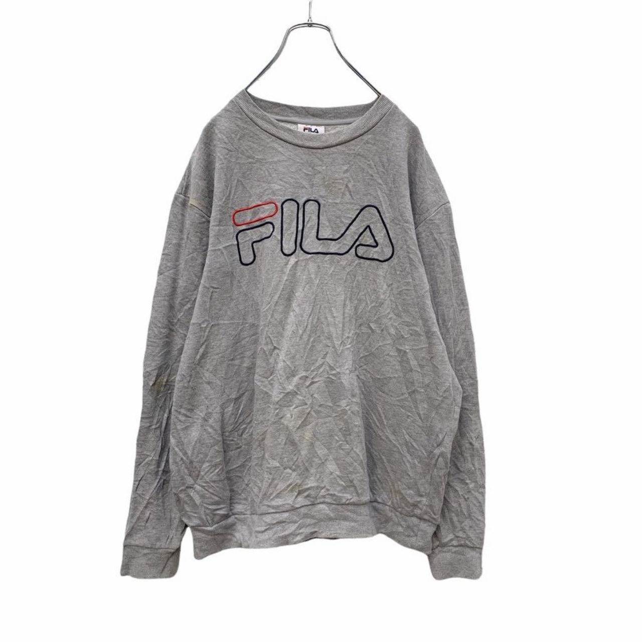 FILA スウェット トレーナー L グレー 刺繍ロゴ フィラ スポーツ 古着 