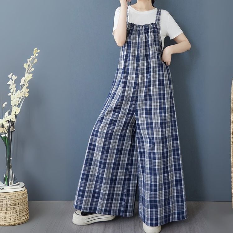 チェックワイドレッグサロペット(3色)11031