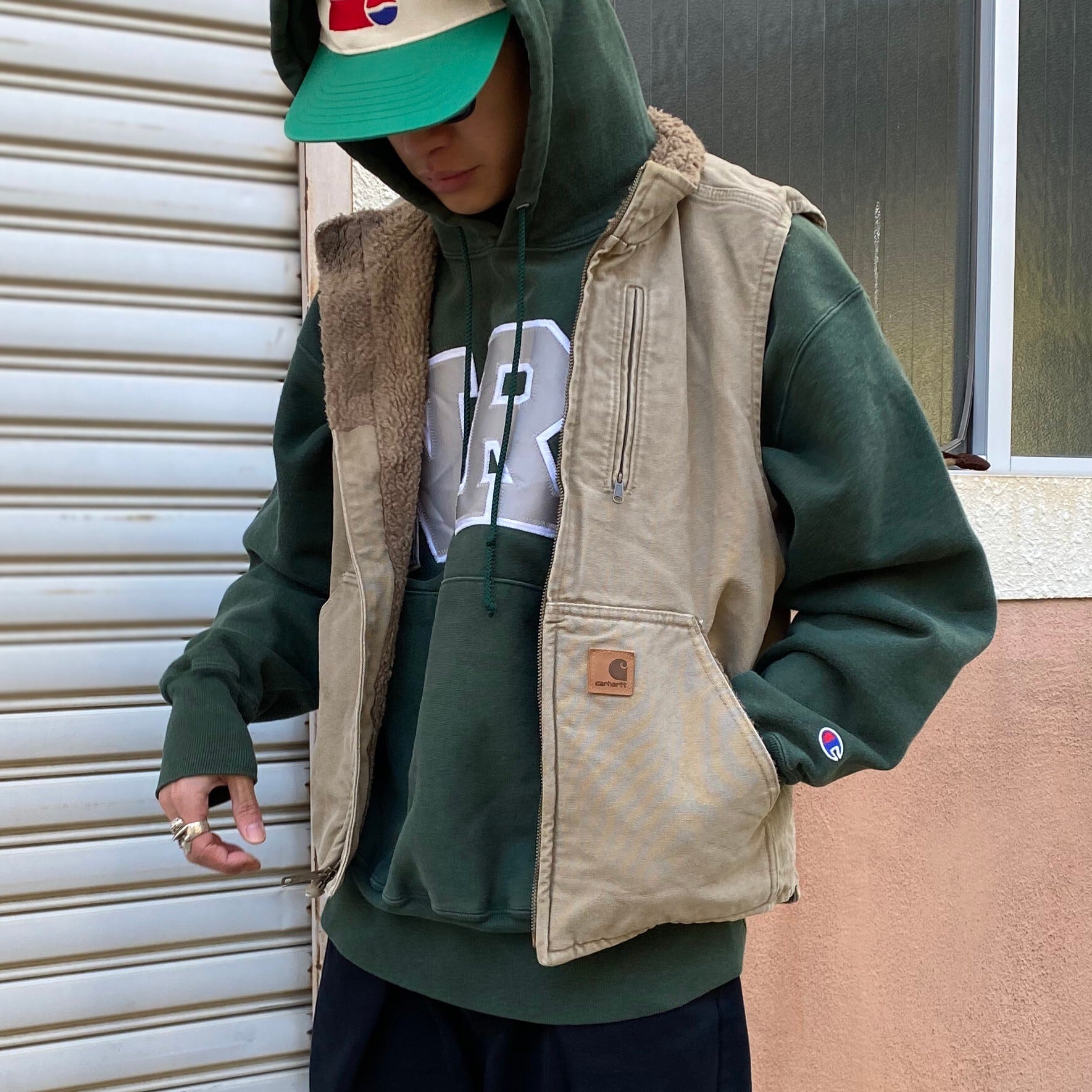 Carhartt カーハート ダック地 ボアワークベスト メンズM 古着