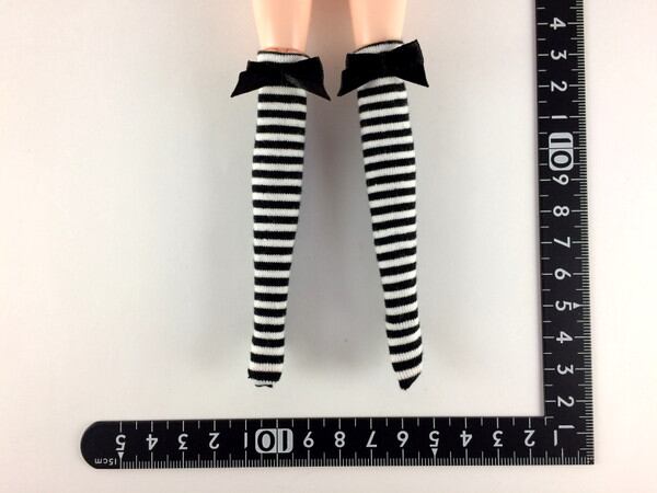 ドールアクセサリ 1/6 女性用 靴下 ストッキング 白黒縞 BS105 - 画像1