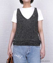 【直営限定ITEM】Wハートパッチラメキャミソール (BLACK) CQ-46122H