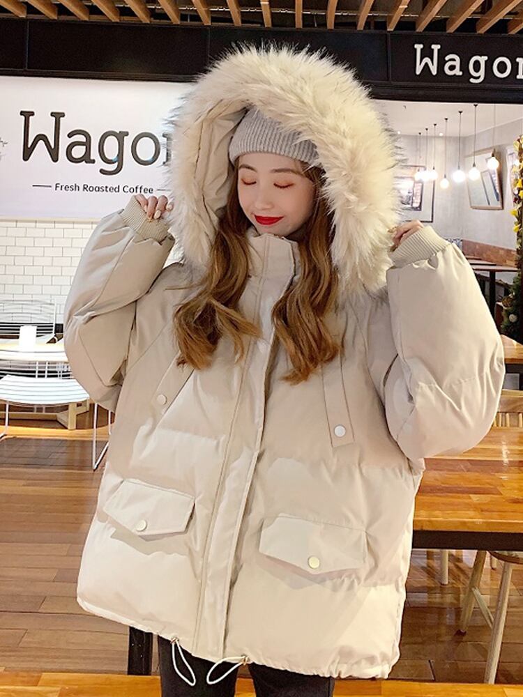 スタイルベージュファーカラージャケット オータムウィンタールーズ コットン 秋物 冬物 スーパーモール27000663491