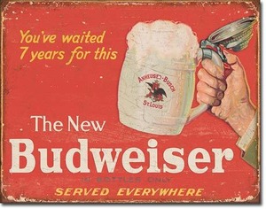 2019【ブリキ看板】アメリカンインテリアサインボード　バドワイザー　Budweiser 【ティンプレート】
