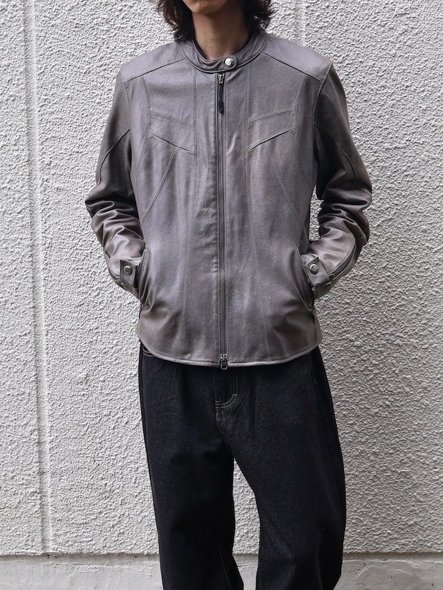 grey racing leather jacket