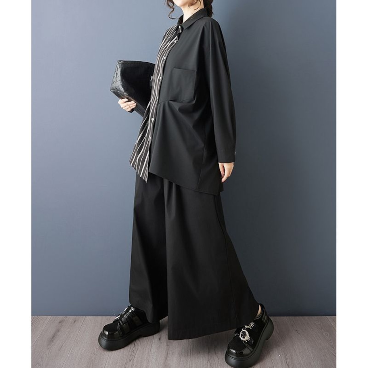 ストライプ 切替 デザイン シャツ 00349