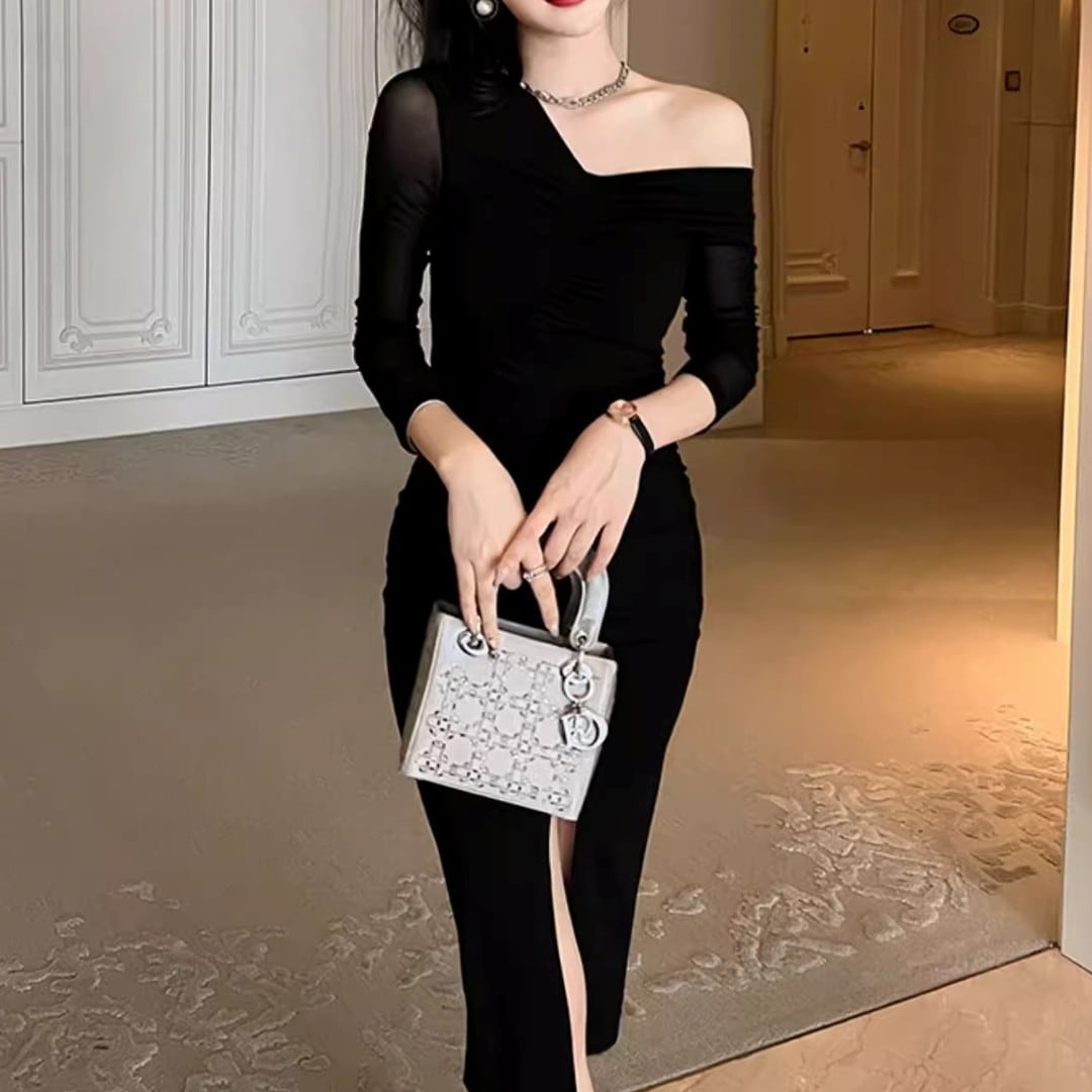 One Shoulder Tight Midi Dress(2color) V3180
