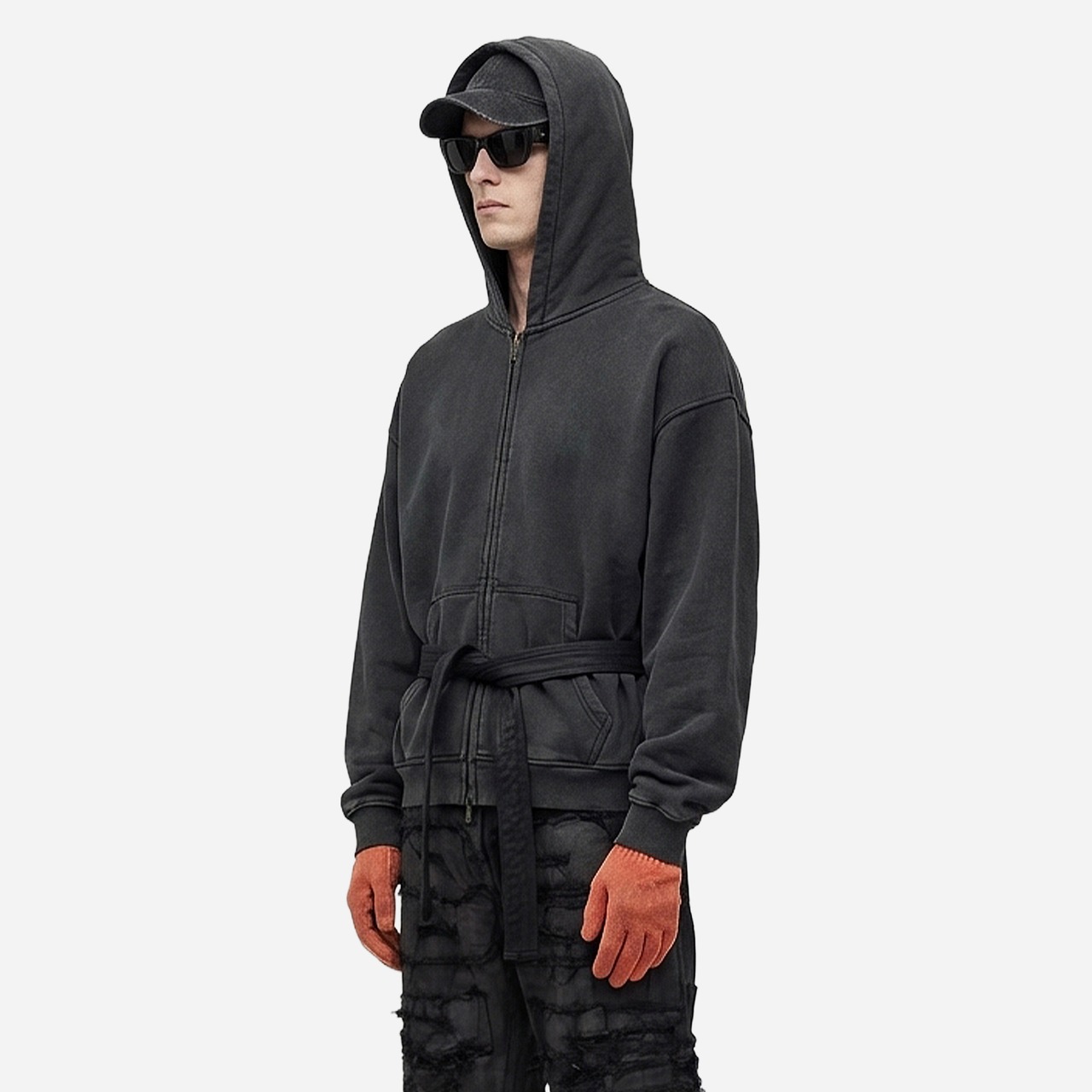 GEECHOOSEMONEY ヘビーウェイトボクシーフィットジップアップパーカー