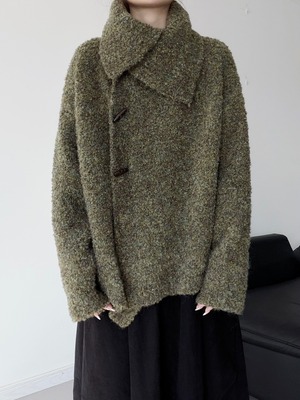 Large lapel round yarn irregular cardigan [T2685]