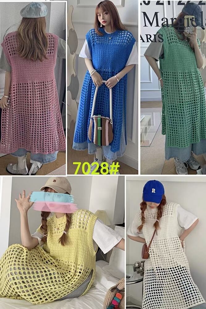 鍵編みニットワンピ　AJ1079-7028