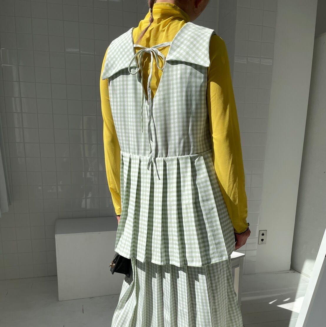 plaid tiered dress_LN0604