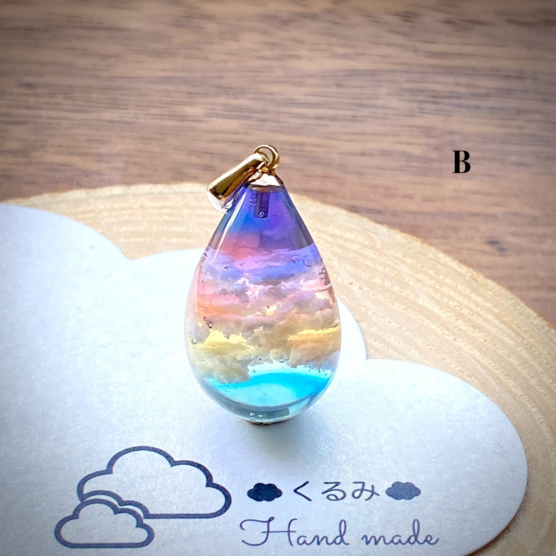 しずく型ペンダント 雲&空 夕暮れ空 B