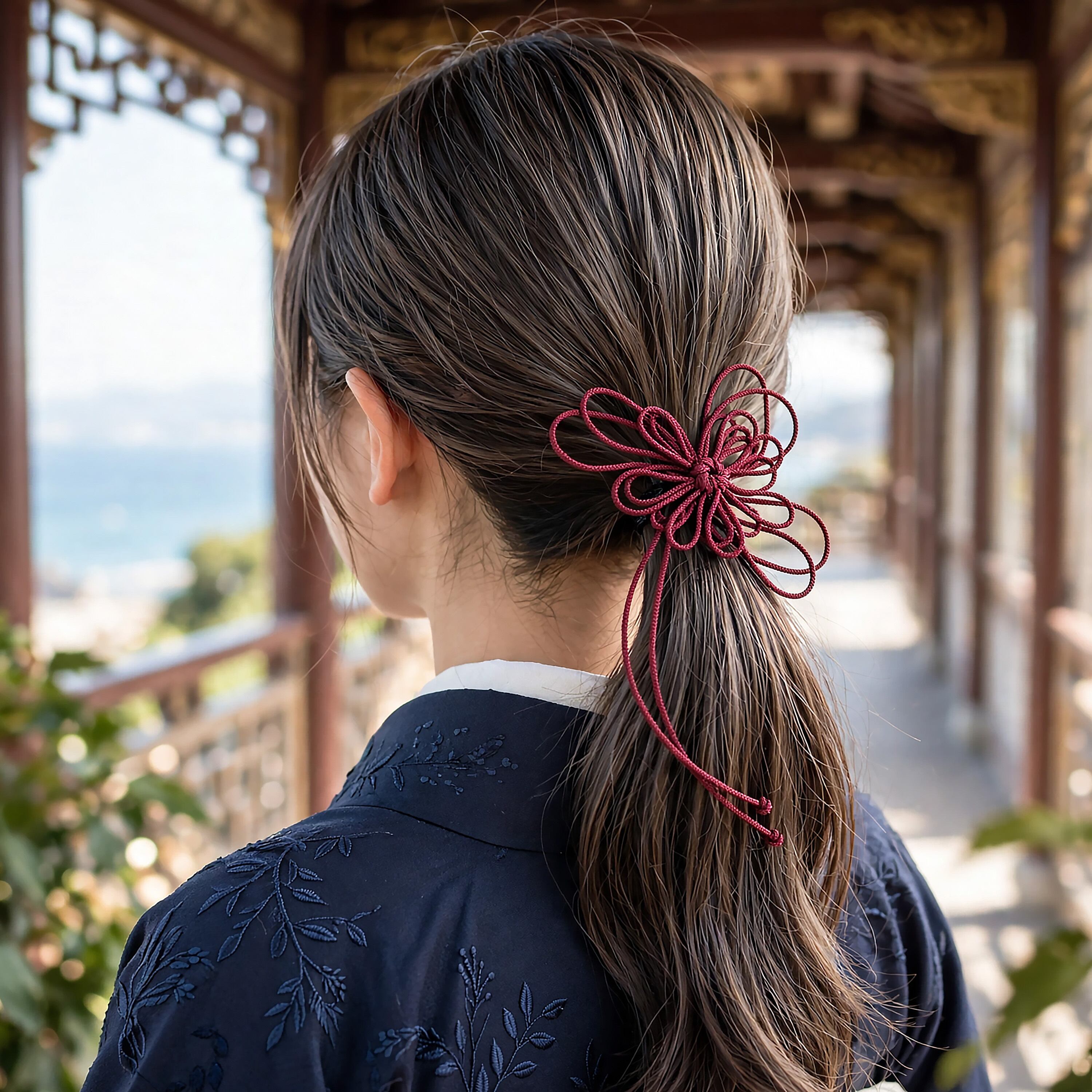 飾り結びヘアゴム「指、憂ツタヘ」|着物・浴衣に簡単アレンジで和装ヘア