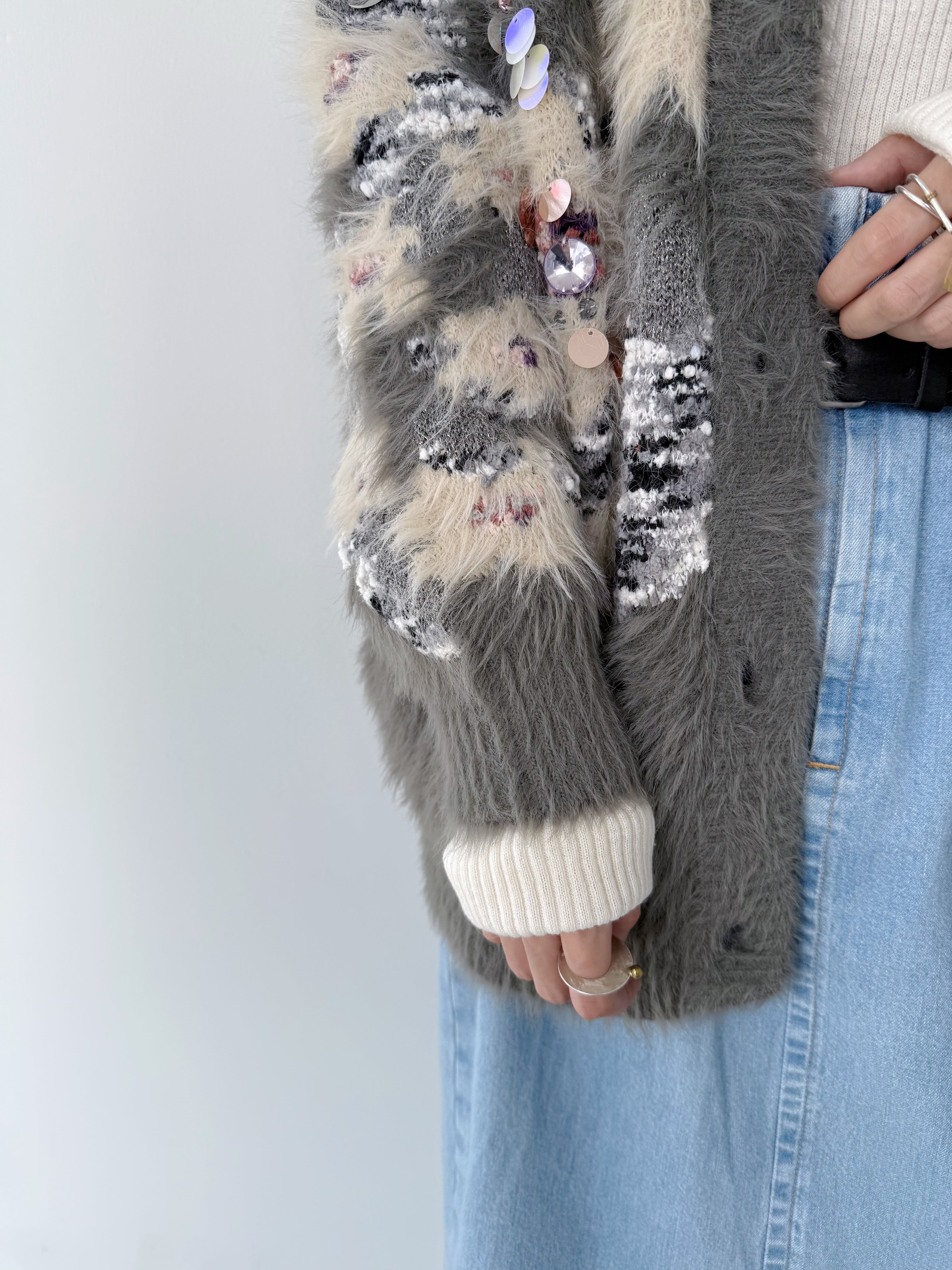 COEL 花柄ビジューシャギーカーディガン | KOKO