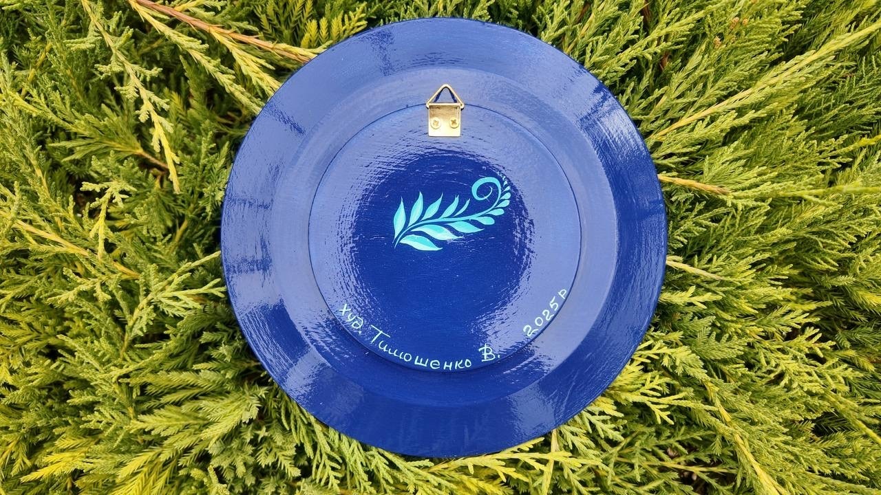 ペトリキウカ塗りのプレート　梟 （ティモシェンコ作）16cm - 8