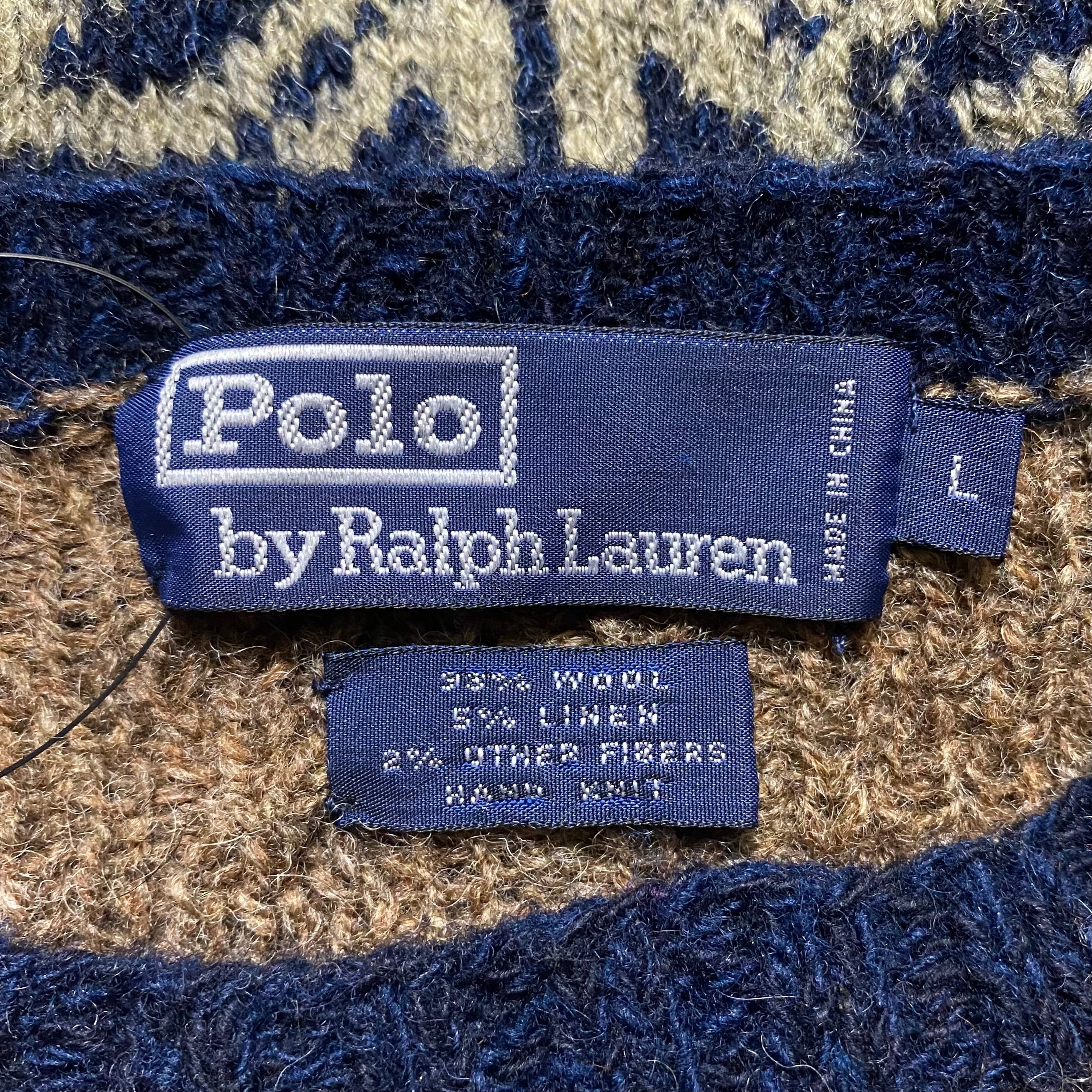 vintage POLO by RALPH LAUREN patchwork pattern hand knit sweater 