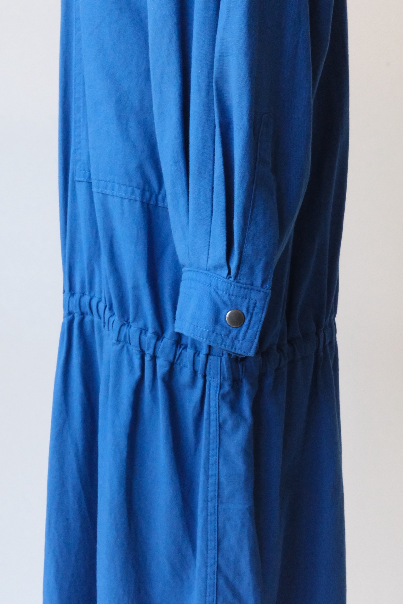 Vuokko cobalt blue cotton snap button shirt dress