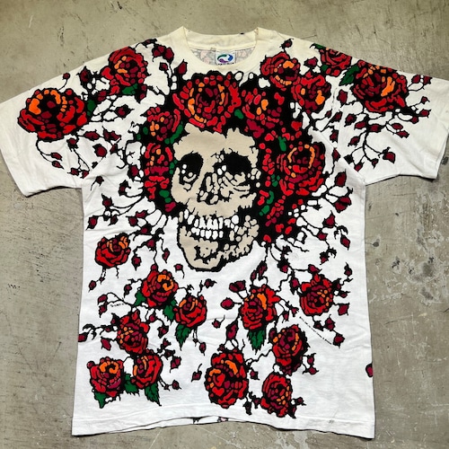 90's GRATEFUL DEAD グレイトフルデッド SKULL&ROSE オールオーバープリントTee 1992コピーライト LIQUID BLUE リキッドブルー USA製  希少 ヴィンテージ BA-2216 RM2635H