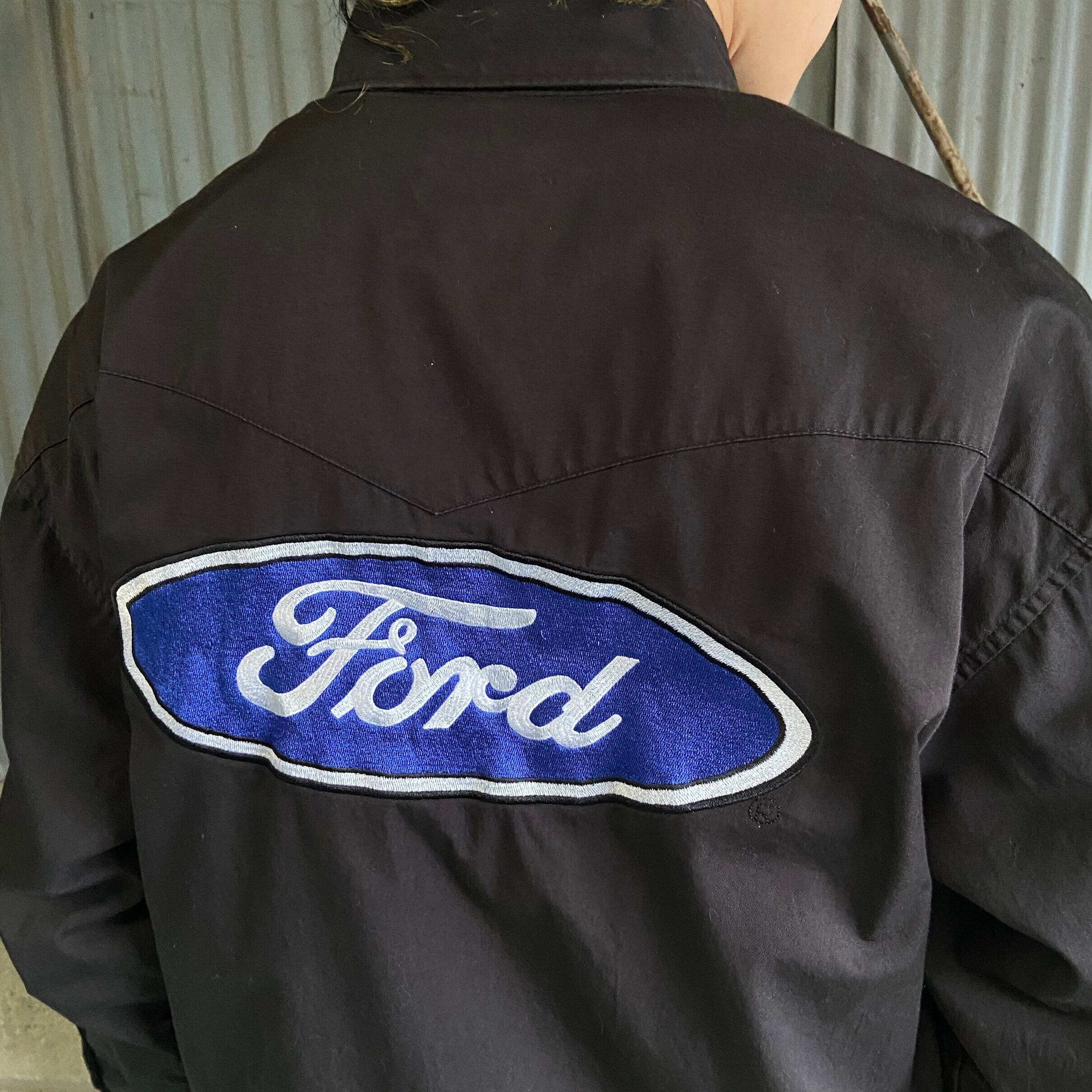 90s 00s 古着 Ford ロゴ刺繍 パーカー L ネイビー 企業ロゴ 80年代 80s 90年代 90s フォード アメリカ製 紺 ネイビー | ビンテージ
